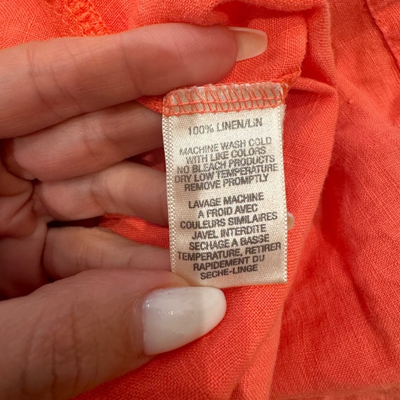 Juicy Couture - Y2K - Linen Strapless Dress - Bright Coral/Orange - Size L - Picture 6 of 7